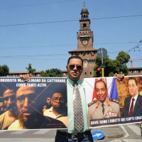 Foto Nicoloro G. 03/07/2011 Milano Manifestazione in piazza Castello dei cristiani copti che vivono in Italia per affermare la liberta' di culto e fermare i massacri dei cristiani copti in Egitto. nella foto Ihab Hinna