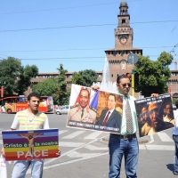 Foto Nicoloro G. 03/07/2011 Milano Manifestazione in piazza Castello dei cristiani copti che vivono in Italia per affermare la liberta' di culto e fermare i massacri dei cristiani copti in Egitto. nella foto Ihab Hinna