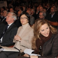 Foto Nicoloro G. 14/11/2010, Milano, Manifestazione promossa dal PdL al teatro Nuovo " Dalla parte del Cavaliere ". nella foto Paolo Romani – Mariastella Gelmini – Daniela Santanchè