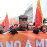 Foto Nicoloro G. 28/01/2011 Milano Corteo dei metalmeccanici per lo sciopero nazionale della Fiom. nella foto Sergio Cusani