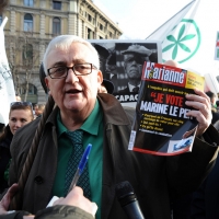 Foto Nicoloro G. 22/01/2012 Milano Manifestazione con corteo della Lega Nord contro il governo Monti. nella foto Mario Borghezio