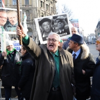 Foto Nicoloro G. 22/01/2012 Milano Manifestazione con corteo della Lega Nord contro il governo Monti. nella foto Mario Borghezio