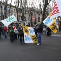 Foto Nicoloro G. 22/01/2012 Milano Manifestazione con corteo della Lega Nord contro il governo Monti. nella foto Manifestanti bandiere