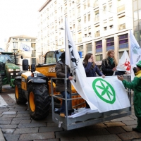 Foto Nicoloro G. 22/01/2012 Milano Manifestazione con corteo della Lega Nord contro il governo Monti. nella foto Trattori lungo il corteo