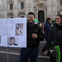 Foto Nicoloro G. 22/01/2012 Milano Manifestazione con corteo della Lega Nord contro il governo Monti. nella foto Manifestante con cartello
