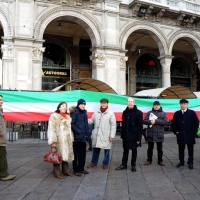 Foto Nicoloro G. 22/01/2012 Milano Manifestazione con corteo della Lega Nord contro il governo Monti. nella foto Manifestanti e striscione