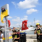 Foto Nicoloro G.   30/07/2022   Marina di Ravenna ( RA )   Manifestazione di protesta contro i rigassificatori organizzata da ' Per il clima fuori dal fossile ', Fridays for Future e Legambiente Emilia-Romagna e con l' adesione di altri organismi politici e ambientalisti. In contemporanea questa manifestazione si svolge anche a Piombino, Ostuni, Augusta e Portoscuso, citta' che fanno parte della Rete Nazionale per la transizione energetica e la decarbonizzazione. nella foto Davide Ferraresi presidente regionale Legambiente Emilia-Romagna.