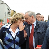 Foto Nicoloro G.  16/10/2010 Roma  Manifestazione nazionale Fiom-CGIL con cortei e comizio finale in piazza San Giovanni. nella foto Susanna Camusso e Guglielmo Epifani