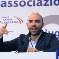 Foto Nicoloro G. 02/06/2013 Bologna Manifestazione in difesa della Costituzione organizzata da " Libertà e Giustizia " dal titolo " Non è cosa vostra ". nella foto Roberto Saviano