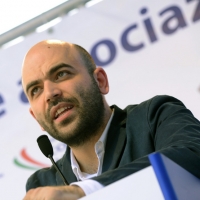 Foto Nicoloro G. 02/06/2013 Bologna Manifestazione in difesa della Costituzione organizzata da " Libertà e Giustizia " dal titolo " Non è cosa vostra ". nella foto Roberto Saviano