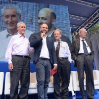 Foto Nicoloro G. 02/06/2013 Bologna Manifestazione in difesa della Costituzione organizzata da " Libertà e Giustizia " dal titolo " Non è cosa vostra ". nella foto Stefano Rodotà – Roberto Saviano – Salvatore Settis – Carlo Smuraglia 