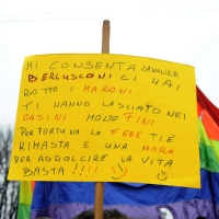 Foto Nicoloro G. 13/02/2011 Milano Manifestazione delle donne \" Se non ora quando ? \" per la dignita\' del soggetto donna e contro Berlusconi. nella foto Un cartello di protesta