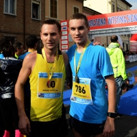 Foto Nicoloro G.   09/11/2014   Ravenna    Sedicesima edizione della " Maratona Internazionale Ravenna Città d Arte ". nella foto a sinistra Mikhail Bykov, primo classificato, e il secondo classificato il polacco Jakub Szymankiewicz.