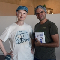 Foto Nicoloro G. 14/06/2013 Rimini Sesta edizione di " Mare di libri ", festival dei ragazzi che leggono, tre giorni di incontri, dibattiti, presentazioni dedicati ai ragazzi che amano la letteratura e la lettura. nella foto Marie-Aude Murail – Christian Mascheroni