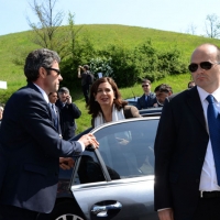 Foto Nicoloro G.   25/04/2014  Marzabotto ( Bologna )   Si celebra nella cittadina medaglia d' oro al Valore Militare la Festa della LIberazione con la partecipazione del presidente della Camera. nella foto il presidente della Camera Laura Boldrini al suo arrivo a Monte Stella.