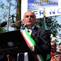 Foto Nicoloro G.   25/04/2014  Marzabotto ( Bologna )   Si celebra nella cittadina medaglia d\' oro al Valore Militare la Festa della LIberazione con la partecipazione del presidente della Camera. nella foto il sindaco di Marzabotto Romano Franchi.