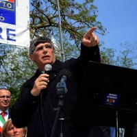 Foto Nicoloro G.   25/04/2014  Marzabotto ( Bologna )   Si celebra nella cittadina medaglia d' oro al Valore Militare la Festa della LIberazione con la partecipazione del presidente della Camera. nella foto don Maurizio Patriciello, parroco di Caivano, Terra dei Fuochi.