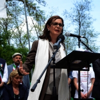 Foto Nicoloro G.   25/04/2014  Marzabotto ( Bologna )   Si celebra nella cittadina medaglia d' oro al Valore Militare la Festa della LIberazione con la partecipazione del presidente della Camera. nella foto il presidente della Camera Laura Boldrini durante il suo intervento.