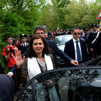 Foto Nicoloro G.   25/04/2014  Marzabotto ( Bologna )   Si celebra nella cittadina medaglia d' oro al Valore Militare la Festa della LIberazione con la partecipazione del presidente della Camera. nella foto il presidente della Camera Laura Boldrini.