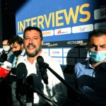 Foto Nicoloro G.   21/08/2020   Rimini    Quarta giornata del Meeting di CL 2020, che in questa edizione ha per titolo ' Privi di meraviglia, restiamo sordi al sublime '. nella foto il segretario Federale Lega Matteo Salvini e il segretario Lega Romagna Jacopo Morrone.