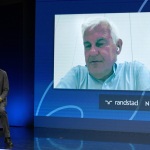Foto Nicoloro G.   19/08/2020   Rimini  Seconda giornata del Meeting di CL 2020, che in questa edizione ha per titolo \' Privi di meraviglia, restiamo sordi al sublime \'. nella foto il direttore del Quotidiano nazionale Michele Brambilla e in collegamento video Alessandro Profumo, a.d.Leonardo.