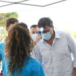 Foto Nicoloro G.   20/08/2020   Rimini  Terza giornata del Meeting di CL 2020, che in questa edizione ha per titolo ' Privi di meraviglia, restiamo sordi al sublime '. nella foto il vicesegretario federale Lega Giancarlo Giorgetti alla prova del termoscanner.