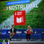 Foto Nicoloro G.   20/08/2020   Rimini  Terza giornata del Meeting di CL 2020, che in questa edizione ha per titolo ' Privi di meraviglia, restiamo sordi al sublime '. nella foto da sinistra Giampaolo Silvestri, segretario Fondazione AVSI, Damiano Tommasi dell' AIC, la viceministra Emanuela Claudia Del Re e Simone Perrotta dell' AIC.