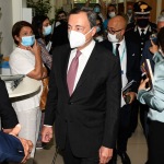 Foto Nicoloro G.   18/08/2020   Rimini  Giornata di apertura del Meeting di CL 2020, che in questa edizione ha per titolo ' Privi di meraviglia, restiamo sordi al sublime '. nella foto l' ex presidente della BCE Mario Draghi.