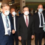 Foto Nicoloro G.   18/08/2020   Rimini  Giornata di apertura del Meeting di CL 2020, che in questa edizione ha per titolo ' Privi di meraviglia, restiamo sordi al sublime '. nella foto, da sinistra, il presidente Fondazione Meeting Bernhard Scholz e l' ex presidente BCE Mario Draghi.