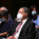 Foto Nicoloro G.   18/08/2020   Rimini  Giornata di apertura del Meeting di CL 2020, che in questa edizione ha per titolo ' Privi di meraviglia, restiamo sordi al sublime '. nella foto l' ex presidente della BCE Mario Draghi.