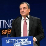 Foto Nicoloro G.   18/08/2020   Rimini  Giornata di apertura del Meeting di CL 2020, che in questa edizione ha per titolo ' Privi di meraviglia, restiamo sordi al sublime '. nella foto l' ex presidente della BCE Mario Draghi.