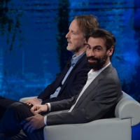 Foto Nicoloro G.   16/03/2014  Milano   Trasmissione televisiva su Rai 3  "Che tempo che fa". nella foto il regista Francesco Bruni, a sinistra, e l' attore Fabrizio Gifuni.