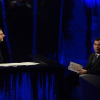 Foto Nicoloro G.   16/03/2014  Milano   Trasmissione televisiva su Rai 3  "Che tempo che fa". nella foto Fabio Fazio e il giornalista Giovanni Floris.