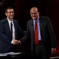 Foto Nicoloro G.   16/03/2014  Milano   Trasmissione televisiva su Rai 3  \"Che tempo che fa\". nella foto Fabio Fazio e Pier Luigi Bersani.