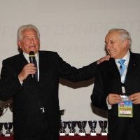 Foto Nicoloro G. 05/12/2012 Milano Trentesima edizione del ” Festival Ficts ” , Federazione Internazionale Cinema e Televisione Sportiva. nella foto Giampiero Boniperti – Franco Ascani  