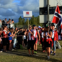 Foto Nicoloro G.  02/09/2014   Ravenna   Nona edizione dell' IDBF,  Campionati Mondiali per club di di Dragon Boat. Partecipano 27 nazioni, 5300 atleti, 129 club che gareggeranno nelle tre categorie Open maschili, femminili e misti. nella foto la delegazione della Norvegia