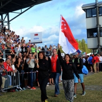 Foto Nicoloro G.  02/09/2014   Ravenna   Nona edizione dell' IDBF,  Campionati Mondiali per club di di Dragon Boat. Partecipano 27 nazioni, 5300 atleti, 129 club che gareggeranno nelle tre categorie Open maschili, femminili e misti. nella foto la delegazione di Singapore.