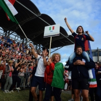 Foto Nicoloro G.  02/09/2014   Ravenna   Nona edizione dell' IDBF,  Campionati Mondiali per club di di Dragon Boat. Partecipano 27 nazioni, 5300 atleti, 129 club che gareggeranno nelle tre categorie Open maschili, femminili e misti. nella foto la delegazione dell' Italia.