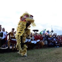 Foto Nicoloro G.  02/09/2014   Ravenna   Nona edizione dell' IDBF,  Campionati Mondiali per club di di Dragon Boat. Partecipano 27 nazioni, 5300 atleti, 129 club che gareggeranno nelle tre categorie Open maschili, femminili e misti. nella foto la tradizionale Danza del Leone.