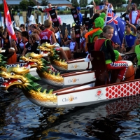 Foto Nicoloro G.  02/09/2014   Ravenna   Nona edizione dell' IDBF,  Campionati Mondiali per club di di Dragon Boat. Partecipano 27 nazioni, 5300 atleti, 129 club che gareggeranno nelle tre categorie Open maschili, femminili e misti. nella foto alcuni equipaggi.