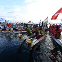 Foto Nicoloro G. 02/09/2014 Ravenna Nona edizione dell' IDBF, Campionati Mondiali per club di di Dragon Boat. Partecipano 27 nazioni, 5300 atleti, 129 club che gareggeranno nelle tre categorie Open maschili, femminili e misti. nella foto alcuni equipaggi.