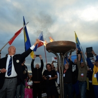 Foto Nicoloro G.  02/09/2014   Ravenna   Nona edizione dell' IDBF,  Campionati Mondiali per club di di Dragon Boat. Partecipano 27 nazioni, 5300 atleti, 129 club che gareggeranno nelle tre categorie Open maschili, femminili e misti. nella foto il campione olimpico e mondiale di canoa Daniele Scarpa accende il tripode nella tradizionale cerimonia inaugurale.