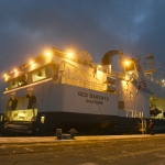 Foto Nicoloro G.   03/01/2024   Porto Corsini - Ravenna   Ha attraccato nel porto di Ravenna la nave di Medici senza Frontiere Geo Barents con a bordo 336 migranti. Di questi 229 sono uomini, 3 donne e 34 minori di cui 27 non accompagnati. Provenienti da diversi paesi, come Pakistan, Eritrea, Egitto, Yemen, Siria e anche Palestina, verrano ripartiti equamente, secondo un piano del Viminale, tra Lombardia, Toscana ed Emilia-Romagna. nella foto e\' quasi l\' alba quando la nave Geo Barents attracca nel porto di Ravenna.