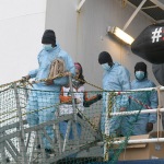 Foto Nicoloro G.   03/01/2024   Porto Corsini - Ravenna   Ha attraccato nel porto di Ravenna la nave di Medici senza Frontiere Geo Barents con a bordo 336 migranti. Di questi 229 sono uomini, 3 donne e 34 minori di cui 27 non accompagnati. Provenienti da diversi paesi, come Pakistan, Eritrea, Egitto, Yemen, Siria e anche Palestina, verrano ripartiti equamente, secondo un piano del Viminale, tra Lombardia, Toscana ed Emilia-Romagna. nella foto un momento dello sbarco dei migranti.