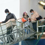 Foto Nicoloro G.   03/01/2024   Porto Corsini - Ravenna   Ha attraccato nel porto di Ravenna la nave di Medici senza Frontiere Geo Barents con a bordo 336 migranti. Di questi 229 sono uomini, 3 donne e 34 minori di cui 27 non accompagnati. Provenienti da diversi paesi, come Pakistan, Eritrea, Egitto, Yemen, Siria e anche Palestina, verrano ripartiti equamente, secondo un piano del Viminale, tra Lombardia, Toscana ed Emilia-Romagna. nella foto un momento dello sbarco dei migranti.