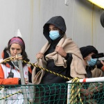 Foto Nicoloro G.   03/01/2024   Porto Corsini - Ravenna   Ha attraccato nel porto di Ravenna la nave di Medici senza Frontiere Geo Barents con a bordo 336 migranti. Di questi 229 sono uomini, 3 donne e 34 minori di cui 27 non accompagnati. Provenienti da diversi paesi, come Pakistan, Eritrea, Egitto, Yemen, Siria e anche Palestina, verrano ripartiti equamente, secondo un piano del Viminale, tra Lombardia, Toscana ed Emilia-Romagna. nella foto un momento dello sbarco dei migranti.