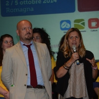 Foto Nicoloro G.    05/10/2014  Forlì ( FC )  In conclusione della " Settimana del Buon Vivere ", iniziativa ideata e organizzata dalla Lega Coop Romagna, un incontro con intervista al ministro del Lavoro. nella foto il sindaco di Forlì Davide Drei e il direttoredi Lega Coop Monica Fantini , che ha organizzato e diretto l' evento.