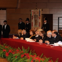 Foto Nicoloro G. 07/12/2012 Milano Tradizionale cerimonia di consegna delle civiche benemerenze del Comune di Milano nel giorno di S. Ambrogio. nella foto Giuliano Pisapia e il tavolo delle autorità