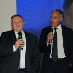 Foto Nicoloro G.   03/05/2019   Milano Marittima ( Ra )   Quattordicesima edizione del Premio internazionale al giornalismo ' Antonio Batani '. nella foto il direttore scientifico dell' IRST Giovanni Martinelli e Massimo Giletti.