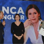 Foto Nicoloro G.   03/05/2019   Milano Marittima ( Ra )   Quattordicesima edizione del Premio internazionale al giornalismo ' Antonio Batani '. nella foto da sinistra Massimo Giletti, Bianca berlinguer e Anna Falchi.